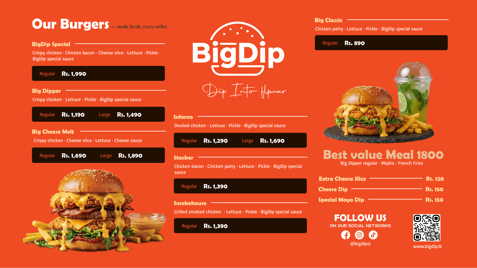 Big Dip Burger Menu Page 1